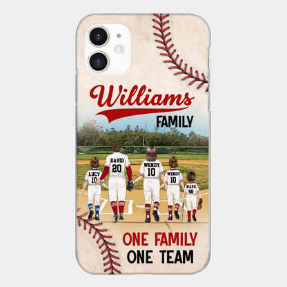 Custom Personalized Baseball Family Phone Case - Upto 3 Children - Gift Idea For Valentine's Day/Birthday/Anniversary/ Mother's Day Gift For Wife From Husband - One Family One Team - Case for iPhone/Samsung