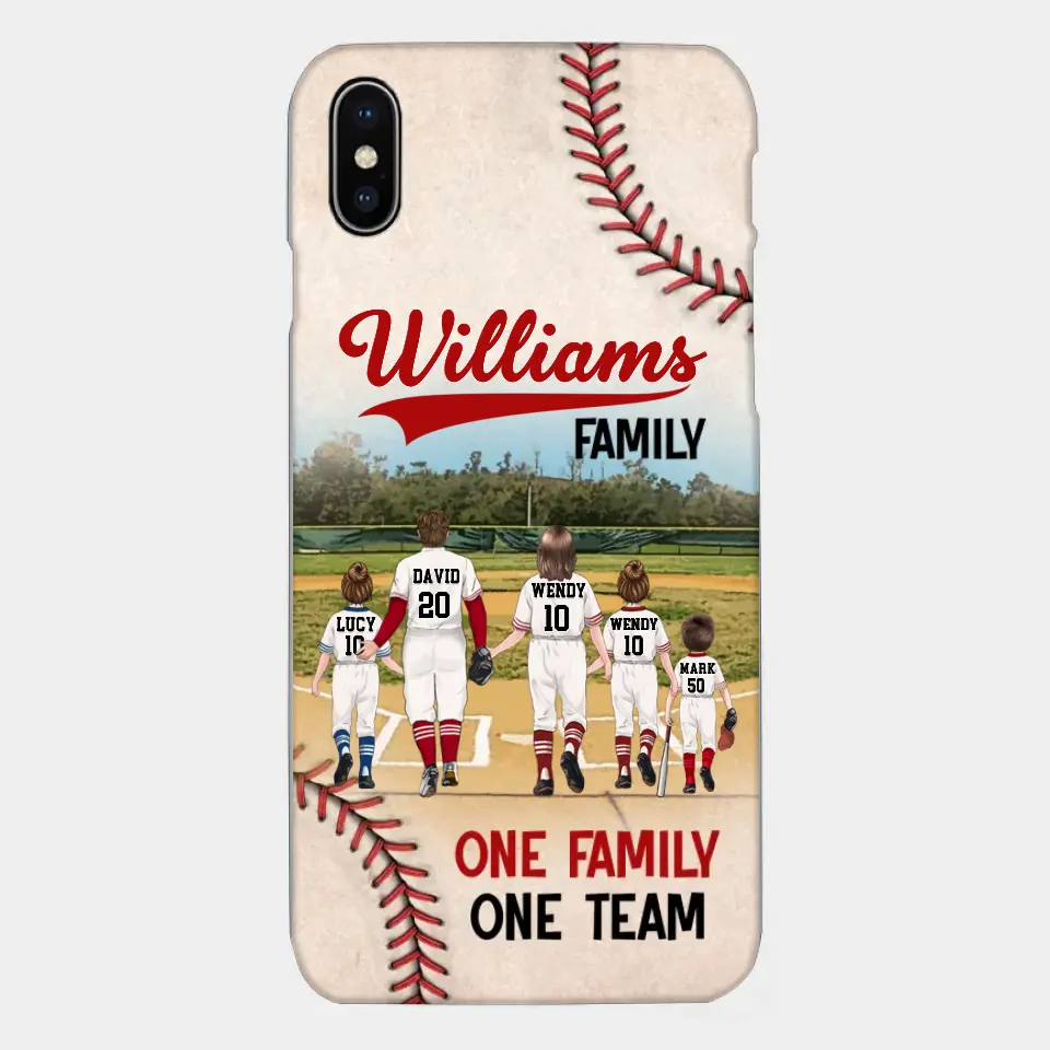 Custom Personalized Baseball Family Phone Case - Upto 3 Children - Gift Idea For Valentine's Day/Birthday/Anniversary/ Mother's Day Gift For Wife From Husband - One Family One Team - Case for iPhone/Samsung
