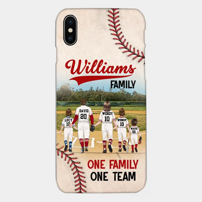 Custom Personalized Baseball Family Phone Case - Upto 3 Children - Gift Idea For Valentine's Day/Birthday/Anniversary/ Mother's Day Gift For Wife From Husband - One Family One Team - Case for iPhone/Samsung