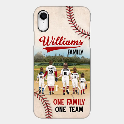Custom Personalized Baseball Family Phone Case - Upto 3 Children - Gift Idea For Valentine's Day/Birthday/Anniversary/ Mother's Day Gift For Wife From Husband - One Family One Team - Case for iPhone/Samsung