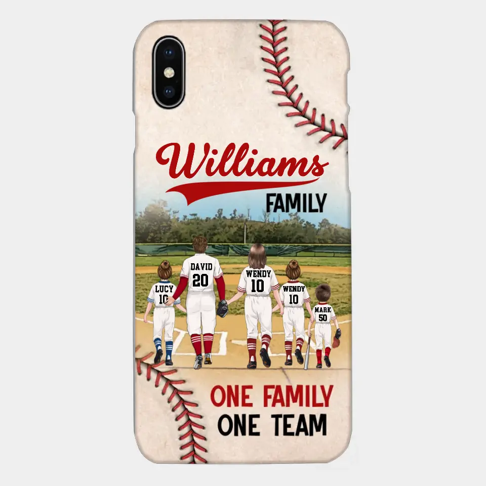 Custom Personalized Baseball Family Phone Case - Upto 3 Children - Gift Idea For Valentine's Day/Birthday/Anniversary/ Mother's Day Gift For Wife From Husband - One Family One Team - Case for iPhone/Samsung