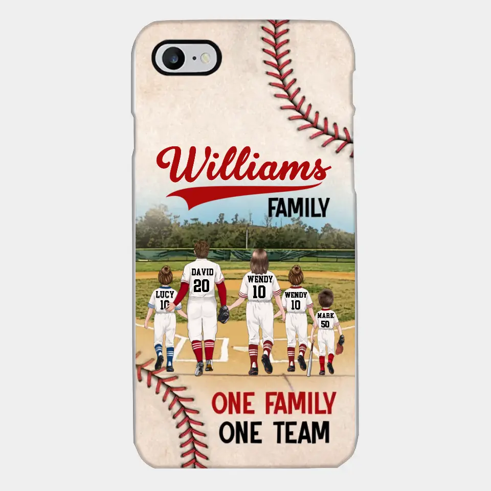 Custom Personalized Baseball Family Phone Case - Upto 3 Children - Gift Idea For Valentine's Day/Birthday/Anniversary/ Mother's Day Gift For Wife From Husband - One Family One Team - Case for iPhone/Samsung