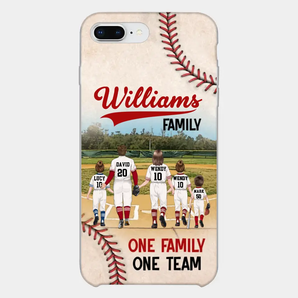 Custom Personalized Baseball Family Phone Case - Upto 3 Children - Gift Idea For Valentine's Day/Birthday/Anniversary/ Mother's Day Gift For Wife From Husband - One Family One Team - Case for iPhone/Samsung