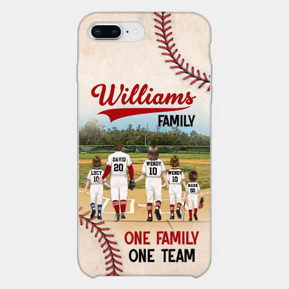 Custom Personalized Baseball Family Phone Case - Upto 3 Children - Gift Idea For Valentine's Day/Birthday/Anniversary/ Mother's Day Gift For Wife From Husband - One Family One Team - Case for iPhone/Samsung