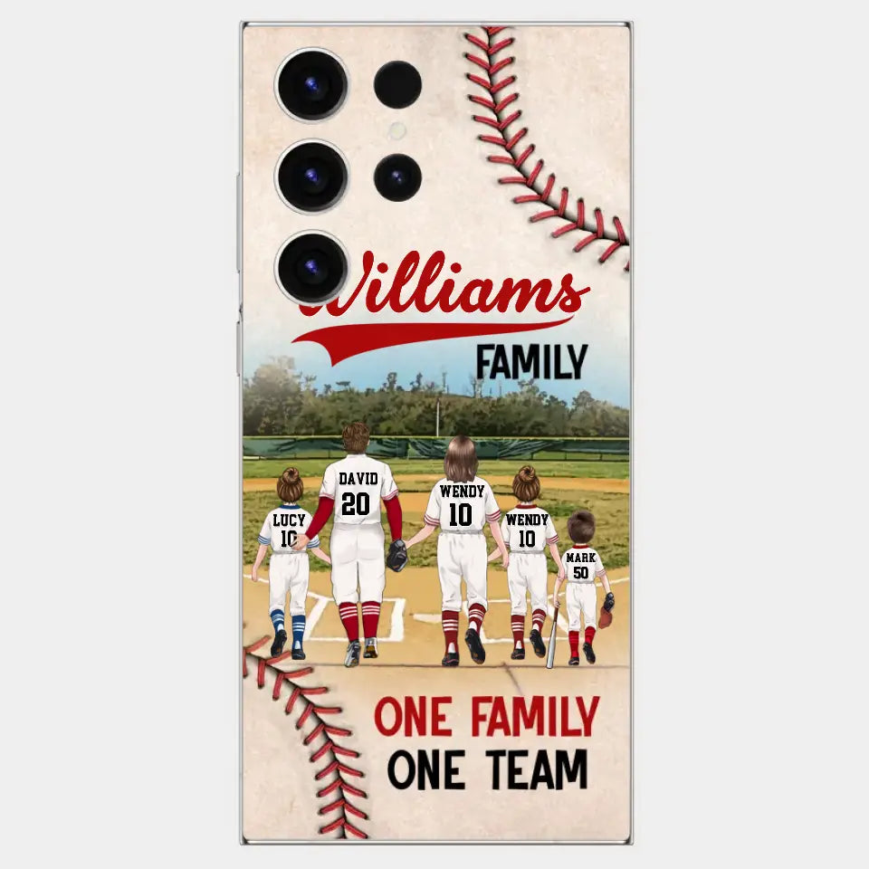 Custom Personalized Baseball Family Phone Case - Upto 3 Children - Gift Idea For Valentine's Day/Birthday/Anniversary/ Mother's Day Gift For Wife From Husband - One Family One Team - Case for iPhone/Samsung