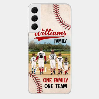 Custom Personalized Baseball Family Phone Case - Upto 3 Children - Gift Idea For Valentine's Day/Birthday/Anniversary/ Mother's Day Gift For Wife From Husband - One Family One Team - Case for iPhone/Samsung