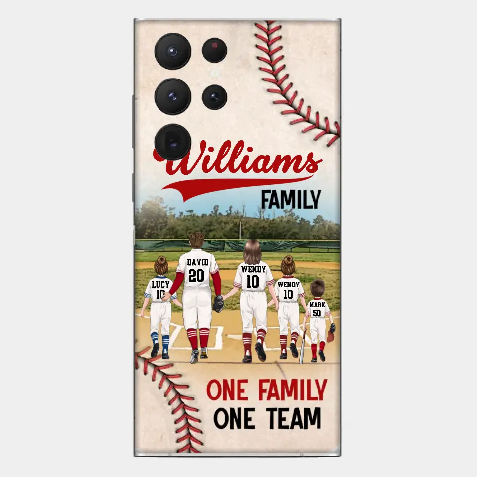 Custom Personalized Baseball Family Phone Case - Upto 3 Children - Gift Idea For Valentine's Day/Birthday/Anniversary/ Mother's Day Gift For Wife From Husband - One Family One Team - Case for iPhone/Samsung
