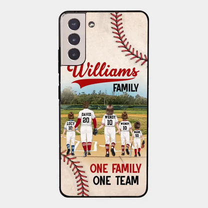 Custom Personalized Baseball Family Phone Case - Upto 3 Children - Gift Idea For Valentine's Day/Birthday/Anniversary/ Mother's Day Gift For Wife From Husband - One Family One Team - Case for iPhone/Samsung