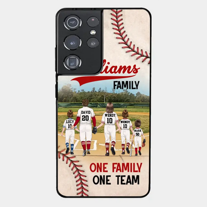 Custom Personalized Baseball Family Phone Case - Upto 3 Children - Gift Idea For Valentine's Day/Birthday/Anniversary/ Mother's Day Gift For Wife From Husband - One Family One Team - Case for iPhone/Samsung