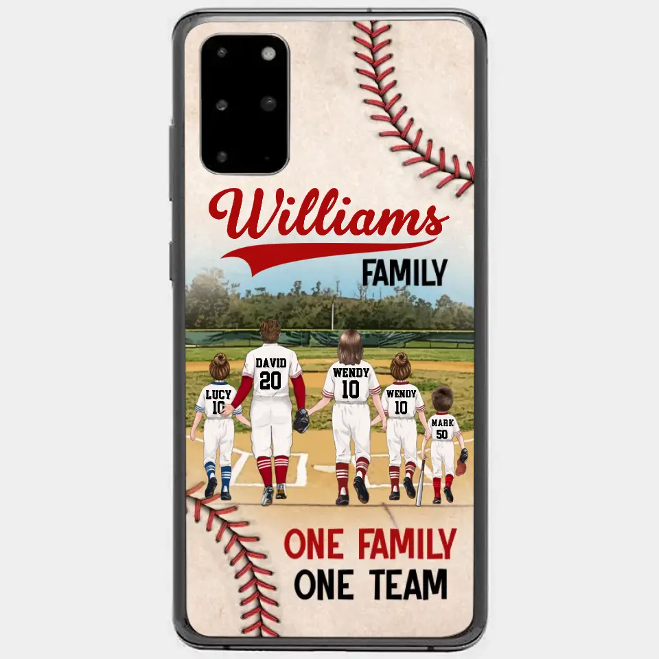 Custom Personalized Baseball Family Phone Case - Upto 3 Children - Gift Idea For Valentine's Day/Birthday/Anniversary/ Mother's Day Gift For Wife From Husband - One Family One Team - Case for iPhone/Samsung