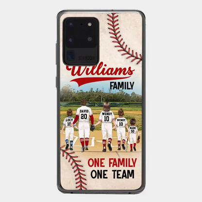 Custom Personalized Baseball Family Phone Case - Upto 3 Children - Gift Idea For Valentine's Day/Birthday/Anniversary/ Mother's Day Gift For Wife From Husband - One Family One Team - Case for iPhone/Samsung