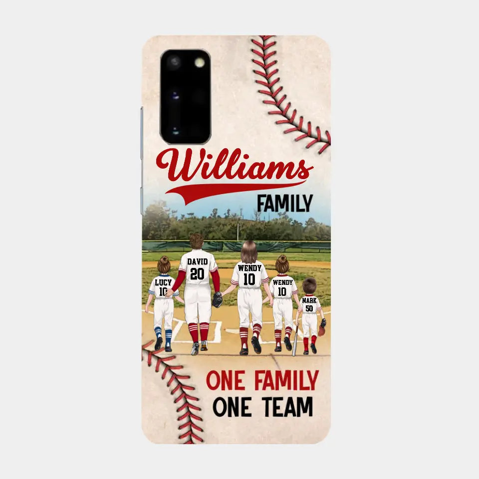 Custom Personalized Baseball Family Phone Case - Upto 3 Children - Gift Idea For Valentine's Day/Birthday/Anniversary/ Mother's Day Gift For Wife From Husband - One Family One Team - Case for iPhone/Samsung