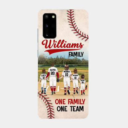 Custom Personalized Baseball Family Phone Case - Upto 3 Children - Gift Idea For Valentine's Day/Birthday/Anniversary/ Mother's Day Gift For Wife From Husband - One Family One Team - Case for iPhone/Samsung