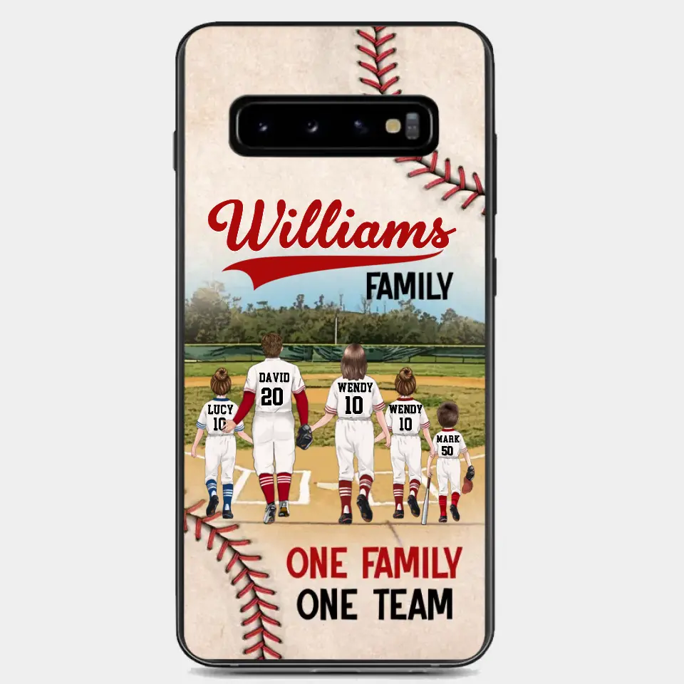 Custom Personalized Baseball Family Phone Case - Upto 3 Children - Gift Idea For Valentine's Day/Birthday/Anniversary/ Mother's Day Gift For Wife From Husband - One Family One Team - Case for iPhone/Samsung