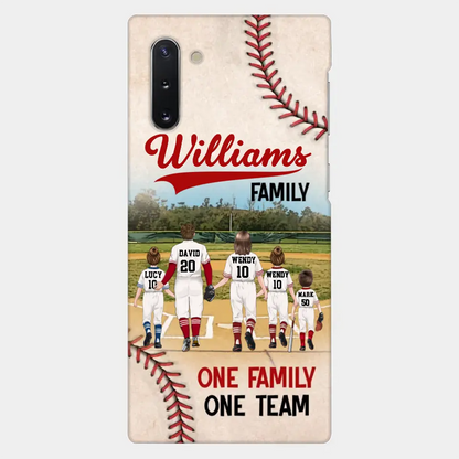 Custom Personalized Baseball Family Phone Case - Upto 3 Children - Gift Idea For Valentine's Day/Birthday/Anniversary/ Mother's Day Gift For Wife From Husband - One Family One Team - Case for iPhone/Samsung