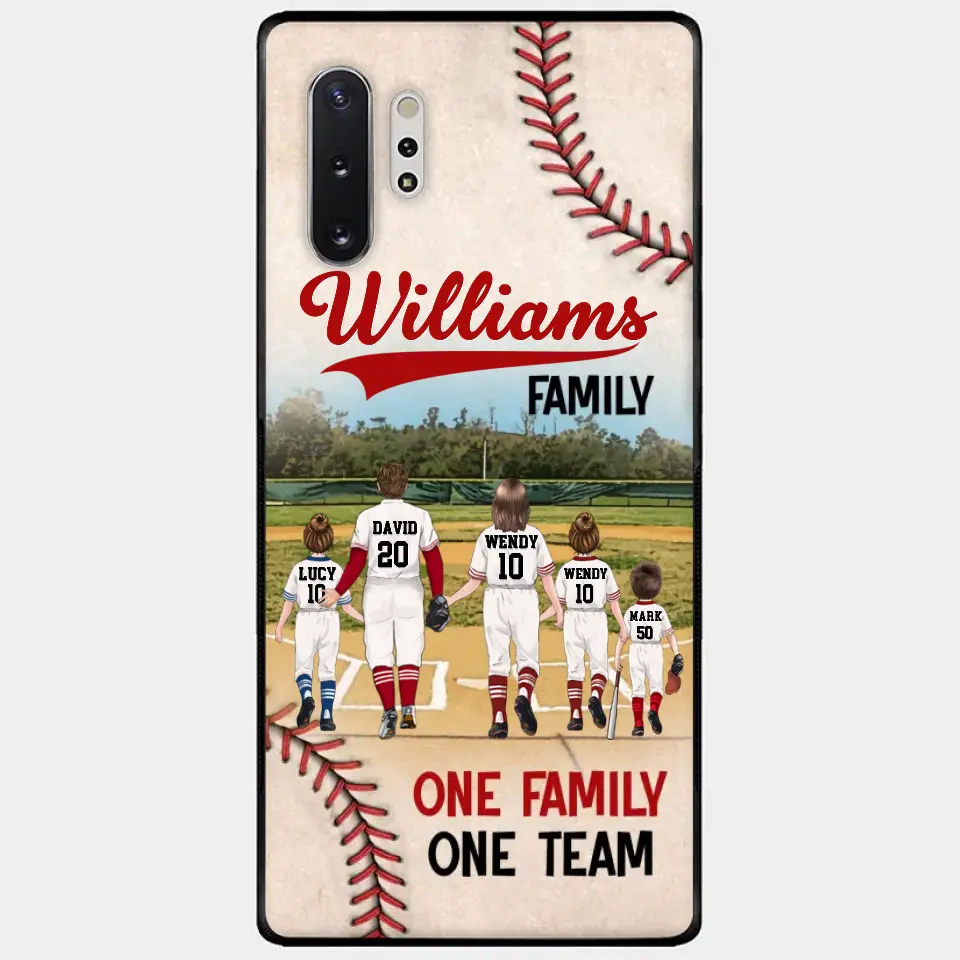 Custom Personalized Baseball Family Phone Case - Upto 3 Children - Gift Idea For Valentine's Day/Birthday/Anniversary/ Mother's Day Gift For Wife From Husband - One Family One Team - Case for iPhone/Samsung
