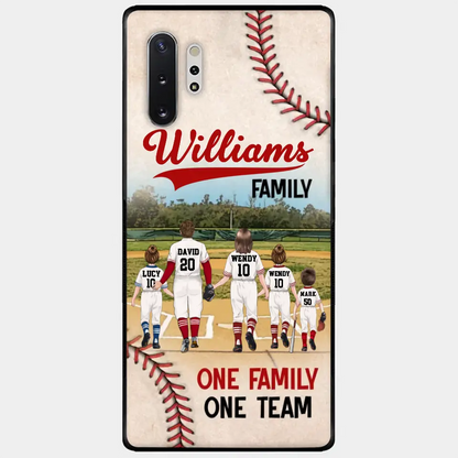 Custom Personalized Baseball Family Phone Case - Upto 3 Children - Gift Idea For Valentine's Day/Birthday/Anniversary/ Mother's Day Gift For Wife From Husband - One Family One Team - Case for iPhone/Samsung