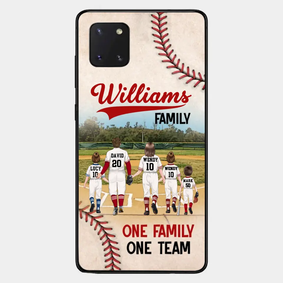 Custom Personalized Baseball Family Phone Case - Upto 3 Children - Gift Idea For Valentine's Day/Birthday/Anniversary/ Mother's Day Gift For Wife From Husband - One Family One Team - Case for iPhone/Samsung