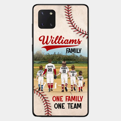Custom Personalized Baseball Family Phone Case - Upto 3 Children - Gift Idea For Valentine's Day/Birthday/Anniversary/ Mother's Day Gift For Wife From Husband - One Family One Team - Case for iPhone/Samsung