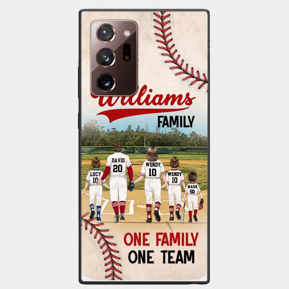 Custom Personalized Baseball Family Phone Case - Upto 3 Children - Gift Idea For Valentine's Day/Birthday/Anniversary/ Mother's Day Gift For Wife From Husband - One Family One Team - Case for iPhone/Samsung