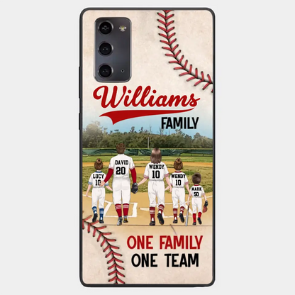 Custom Personalized Baseball Family Phone Case - Upto 3 Children - Gift Idea For Valentine's Day/Birthday/Anniversary/ Mother's Day Gift For Wife From Husband - One Family One Team - Case for iPhone/Samsung