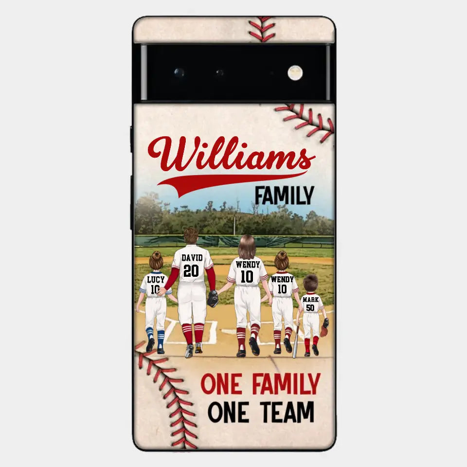 Custom Personalized Baseball Family Phone Case - Upto 3 Children - Gift Idea For Valentine's Day/Birthday/Anniversary/ Mother's Day Gift For Wife From Husband - One Family One Team - Case for iPhone/Samsung