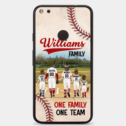 Custom Personalized Baseball Family Phone Case - Upto 3 Children - Gift Idea For Valentine's Day/Birthday/Anniversary/ Mother's Day Gift For Wife From Husband - One Family One Team - Case for iPhone/Samsung