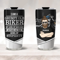 Personalized I Am A Grumpy Old Biker Tumbler Printed