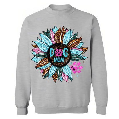 Personalized Sunflower & Dog Mom Tshirt Printed