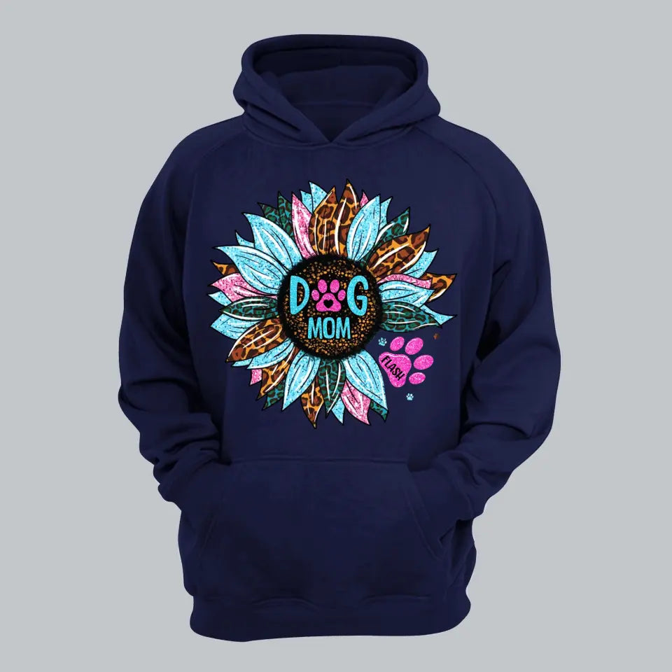 Personalized Sunflower & Dog Mom Tshirt Printed