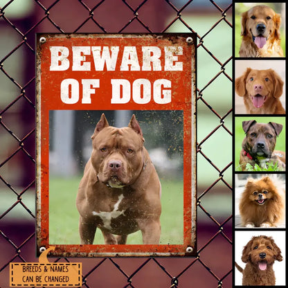 Beware of Dog Metal Yard Sign, Gift for Dog Lovers, Please Don't Knock My Baby Is Sleeping Funny Warning Sign