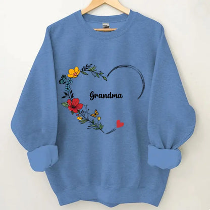 Colorful Flowers Grandma Nana Mimi Abuela With Grandkids Name Personalized Sweatshirt For Mother's Day
