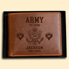 Personalized US Military Leather Wallet Laser