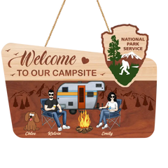 Welcome To Our Campsite - Personalized Wooden Sign,Gift For Camping Lovers