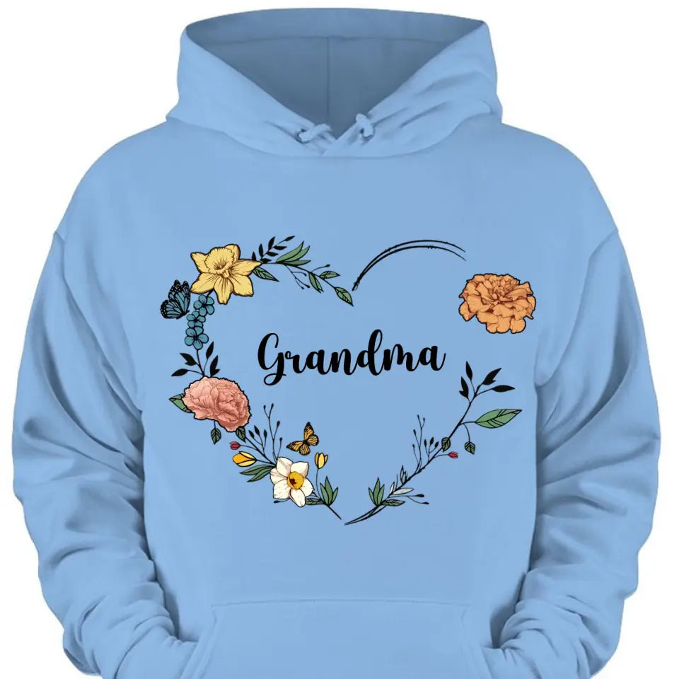 Custom Grandma Birth Month Flower Shirt
