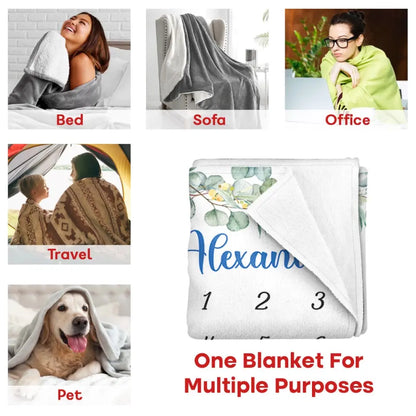 Baby Girl Month Milestone Blanket- Blossom, Girl, Personalized Baby Blanket