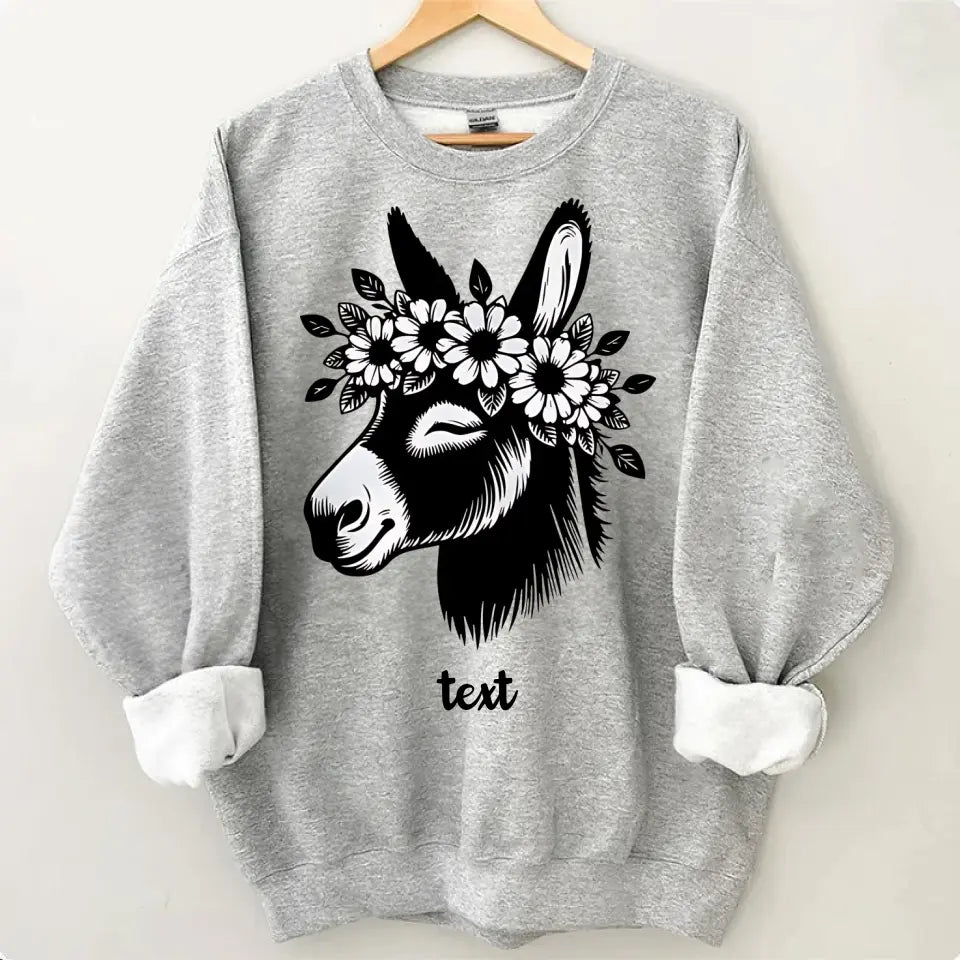 Cute Donkey Face with Floral Accents – Beautiful Clothing Gift