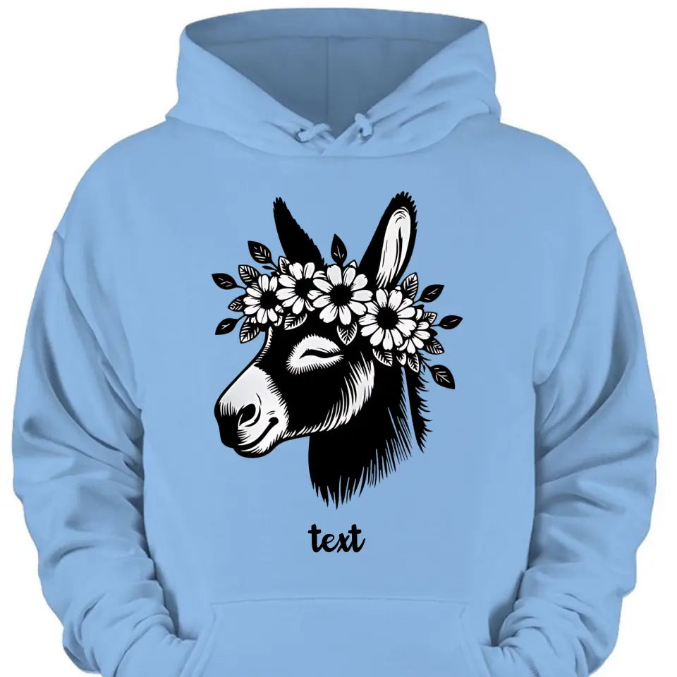Cute Donkey Face with Floral Accents – Beautiful Clothing Gift