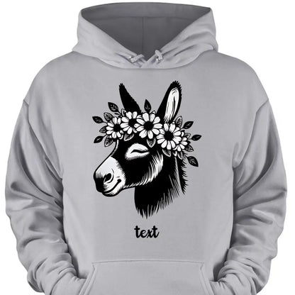 Cute Donkey Face with Floral Accents – Beautiful Clothing Gift