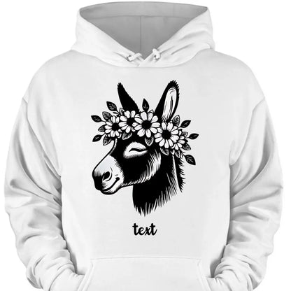 Cute Donkey Face with Floral Accents – Beautiful Clothing Gift