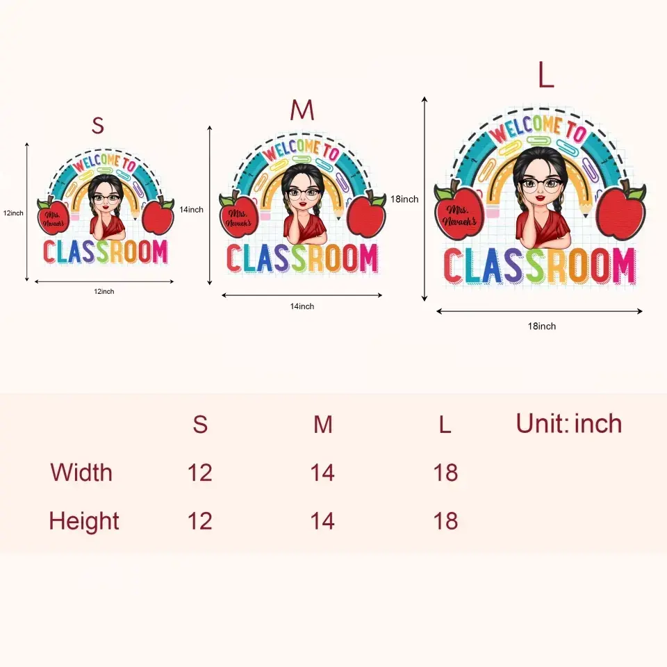 Personalized Door Sign - Gift For Teacher - Welcome To My Classroom