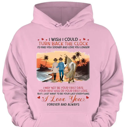Custom Horse Riding Couple Clothes - Perfect Gift for Couples/ Him/ Her/ Valentine's Day - I Wish I Could Turn Back The Clock