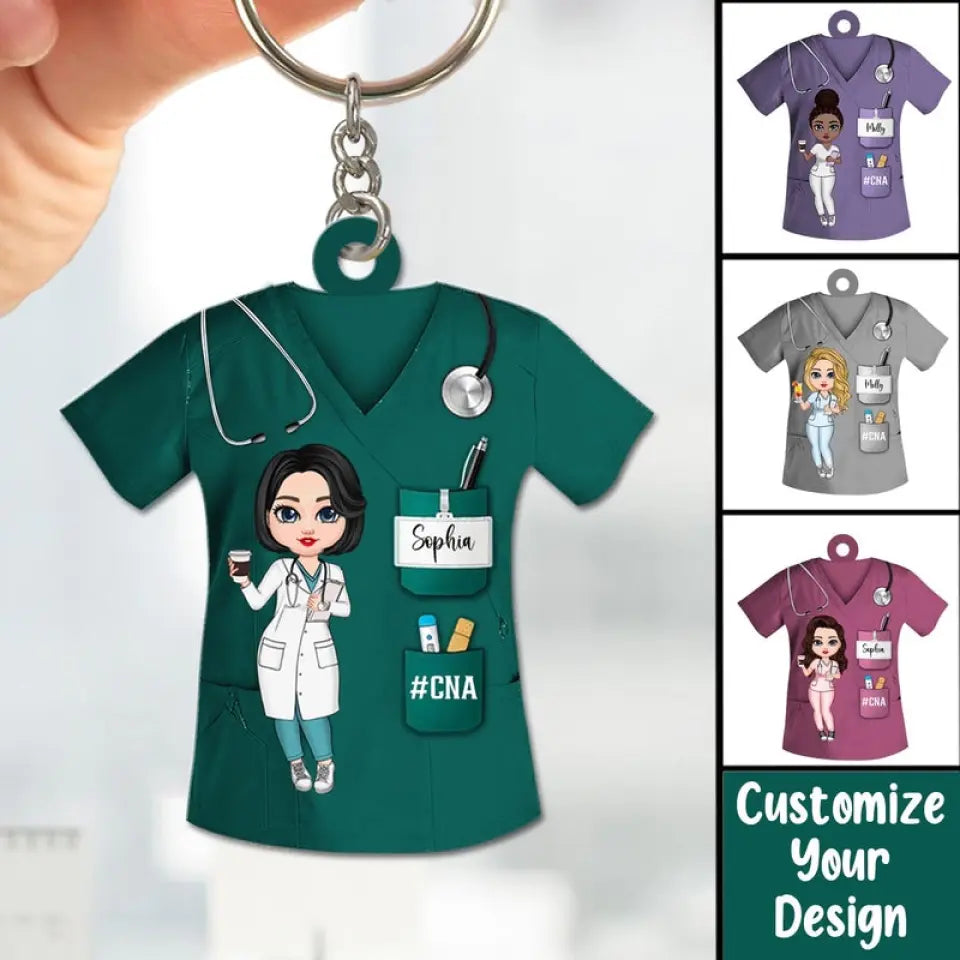 Nurse Life Pretty Doll Nurse Personalized Keychain