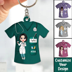 Nurse Life Pretty Doll Nurse Personalized Keychain