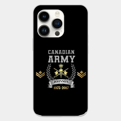 Personalized Canadian Army Rank Camo Custom Name & Time Phonecase Printed