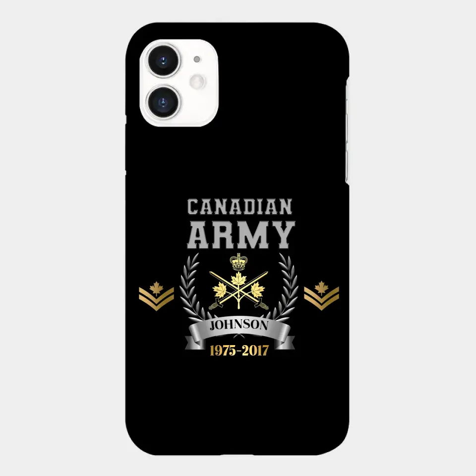 Personalized Canadian Army Rank Camo Custom Name & Time Phonecase Printed