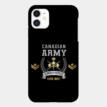 Personalized Canadian Army Rank Camo Custom Name & Time Phonecase Printed