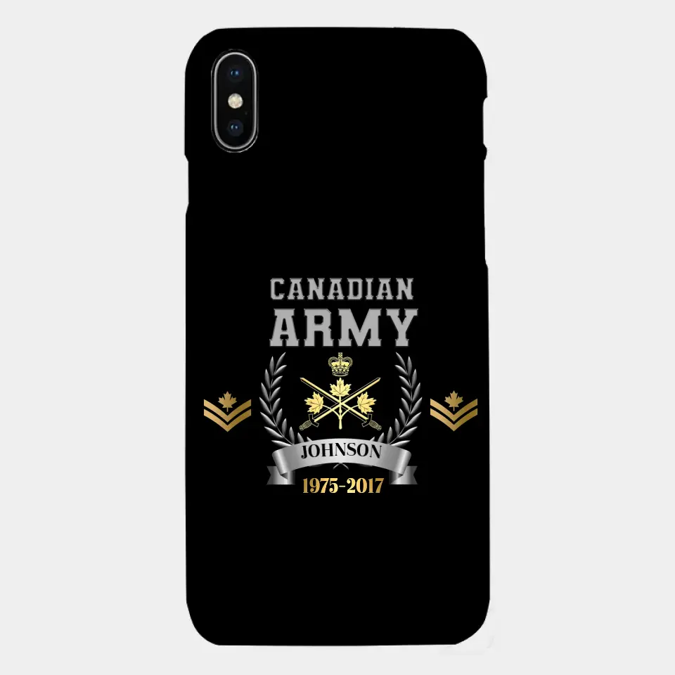 Personalized Canadian Army Rank Camo Custom Name & Time Phonecase Printed