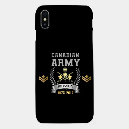 Personalized Canadian Army Rank Camo Custom Name & Time Phonecase Printed