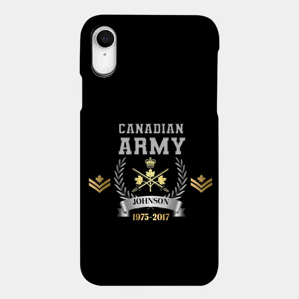Personalized Canadian Army Rank Camo Custom Name & Time Phonecase Printed